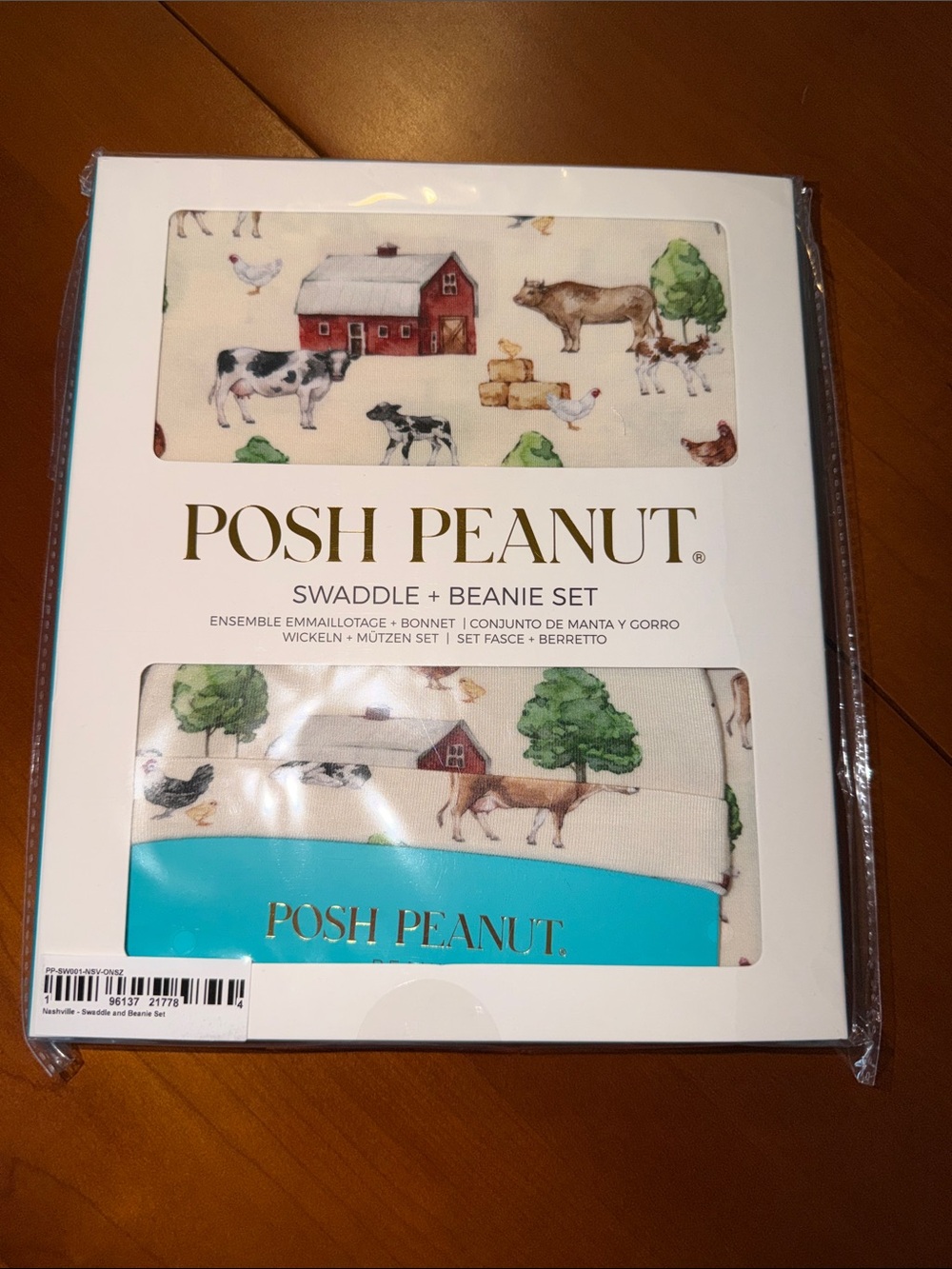 Posh Peanut Swaddle & Beanie Set Nashville Print NEW